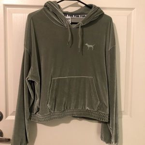 Green velvet PINK hoodie